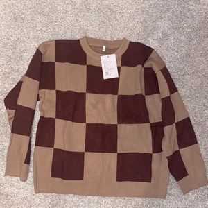 Women Plaid Knitted Pullover Sweater